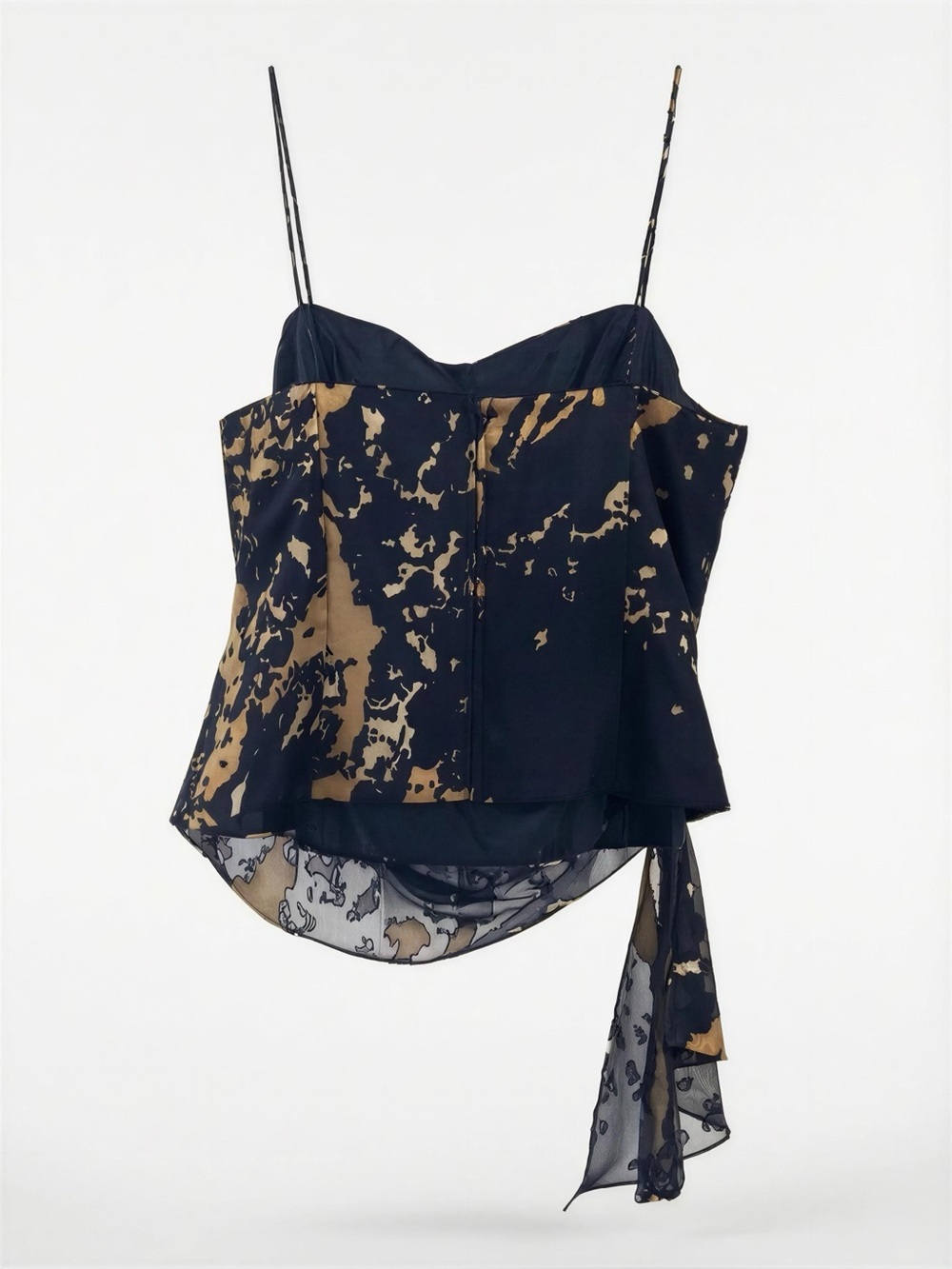 Women’s Asymmetric Spaghetti-Strap Corset Top in Black and Gold NWT Size L-XL